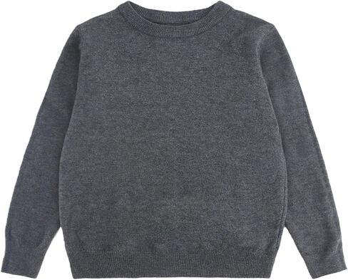 Boys&Girls' Uniform Cotton Crewneck Sweater, Long Sleeve Pullover Thermal Wool Solid Knit Top in Saudi Arabia