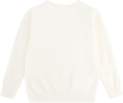 Boys&Girls' Uniform Cotton Crewneck Sweater, Long Sleeve Pullover Thermal Wool Solid Knit Top in Saudi Arabia