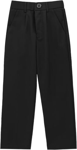 Boys School Uniform Pants Elastic Back Waistband Dress Performance Pants Straight Leg Fit for Kids 3-14 Years in Saudi Arabia