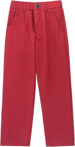 Boys School Uniform Pants Elastic Back Waistband Dress Performance Pants Straight Leg Fit for Kids 3-14 Years in Saudi Arabia