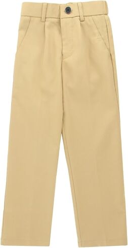 Boys School Uniform Pants Elastic Back Waistband Dress Performance Pants Straight Leg Fit for Kids 3-14 Years in Saudi Arabia