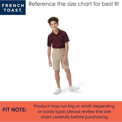French Toast Boys' Adjustable Waist Flat Front Chino Bermuda Shorts with Stretch (Standard & Husky), Navy, 5 in Saudi Arabia