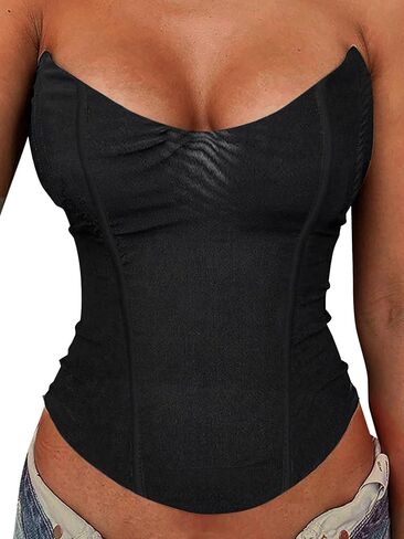 Avanova Mesh Overbust Corset Tops for Women Strapless Bustier Corsets Sexy Going Out Crop Top in Saudi Arabia