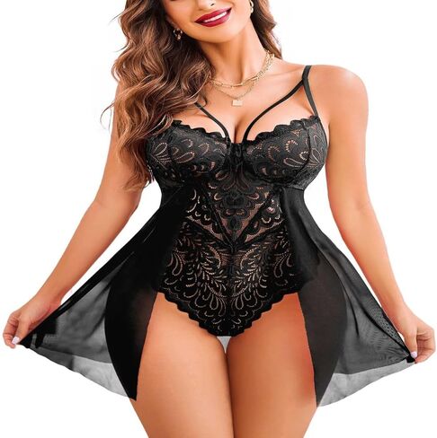 Lace Nightgown Sexy Sheer Mesh Dress Sleepwear Wear Valentine's Day Anniversaries Birthday Gift for Women Her Romantic Couple in Saudi Arabia