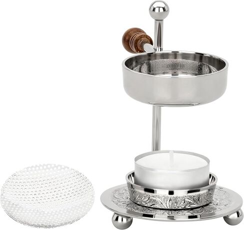 Incense Burner with Strainer Silver Nickel Plated [Handmade Adjustable Height 11 cm] Adjustable Incense Burner for Smoking with Tea Light (Included) in Kuwait