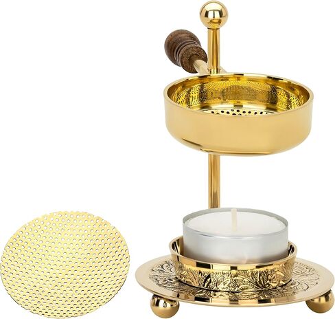 Incense Burner with Strainer Silver Nickel Plated [Handmade Adjustable Height 11 cm] Adjustable Incense Burner for Smoking with Tea Light (Included) in Kuwait