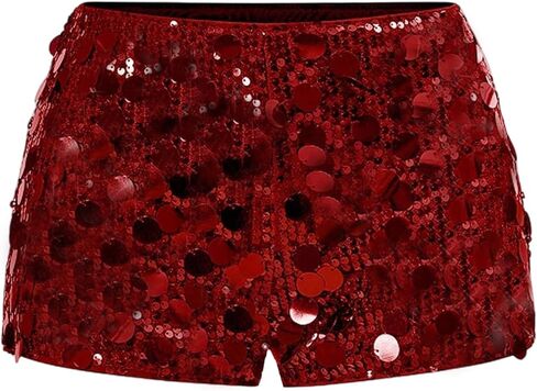 MakeMeChic Women's Plus Size Glitter Sequin Shorts Elastic Waist Party Y2K Mini Shorts in Saudi Arabia