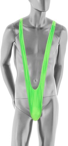 Marsrut Mankini ملابس السباحة الرجال ثونغ زي، قطعة واحدة سراويل داخلية ملتصقة بسط مضحك أرجوحة ملابس السباحة الشاطئ ملابس السباحة لبدلة السباحة الموز عيد الحب (الأخضر) in Kuwait