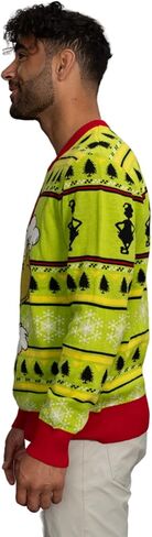 Junk Food Grinch Head Santa Hat Wreath Snowflakes Ugly Christmas Sweater - Unisex, Lime Green Or Vibrant Red, Sizes XS-5XL in Saudi Arabia