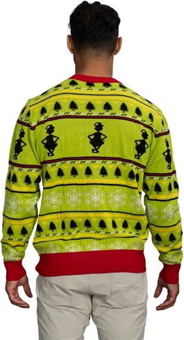 Junk Food Grinch Head Santa Hat Wreath Snowflakes Ugly Christmas Sweater - Unisex, Lime Green Or Vibrant Red, Sizes XS-5XL in Saudi Arabia