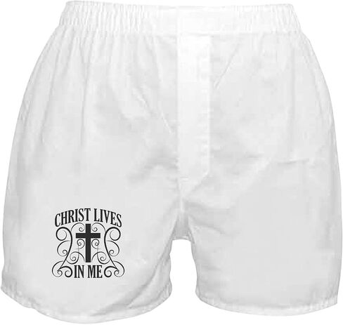 CafePress Christ Is In Me طباعة سوداء متقاطعة مع شورتات بوكسر مبتكرة، ملابس داخلية مضحكة in Kuwait