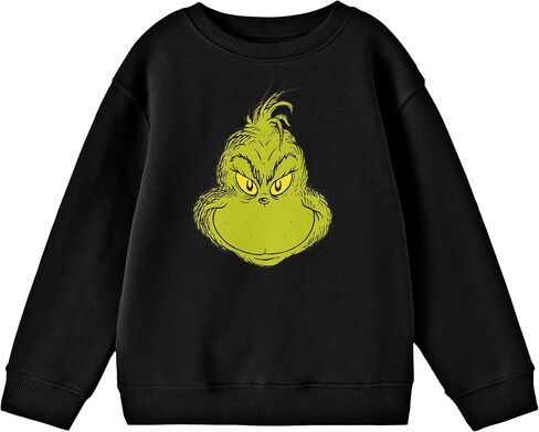 تي شيرت Bioworld The Grinch Smiling Grinch's Face Boy باللون الأسود ورقبة دائرية وأكمام طويلة in Kuwait