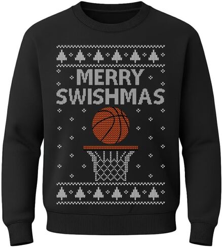 Tstars Merry Swishmas Basketball Sweatshirt for Kids - Youth Ugly Christmas Sweater Style Pullover in Saudi Arabia