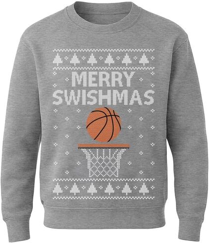 Tstars Merry Swishmas Basketball Sweatshirt for Kids - Youth Ugly Christmas Sweater Style Pullover in Saudi Arabia