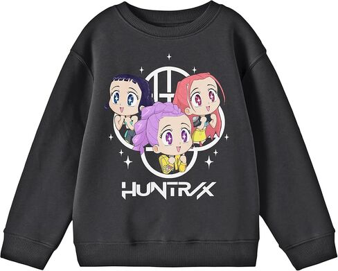 سويت شيرت Kpop Demon Hunters HuntrX متحمس Kawaii Chibi Art للشباب برقبة دائرية وأكمام طويلة in Kuwait