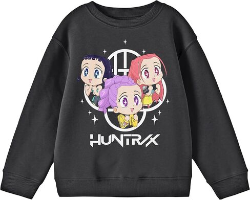 سويت شيرت Kpop Demon Hunters HuntrX متحمس Kawaii Chibi Art للشباب برقبة دائرية وأكمام طويلة in Kuwait