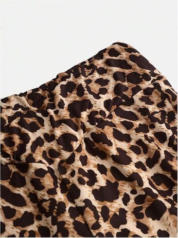OYOANGLE Girl's Leopard Flared Leggings Crossover Skinny Bell Bottoms Cheetah Print Yoga Dance Pants in Saudi Arabia
