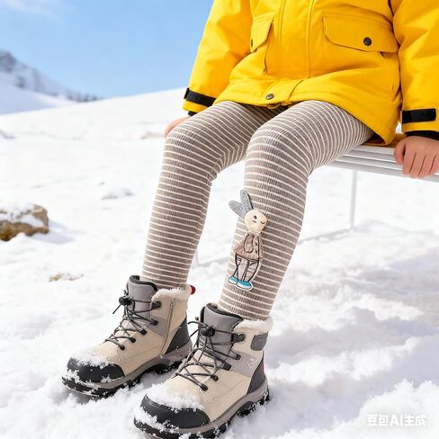 Striped Cotton Ribbed Leggings with Cute Rabbit Embroidery Patch, Soft Stretchy Casual Pants for Girls in Saudi Arabia