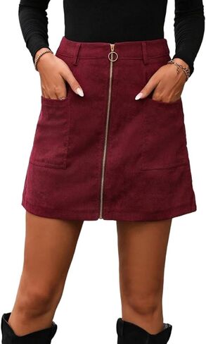 Womens Casual Corduroy Skort with Zipper and Pockets Short Skirts for Spring/Fall 2026 in Saudi Arabia