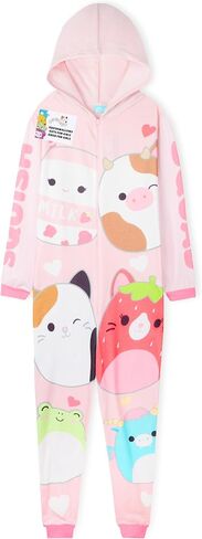 Squishmallows One-Piece Pajamas for Girls, Teens, 5–14 Years, Hooded Fleece Jumpsuit, Loungewear PJs, for Girls in Saudi Arabia