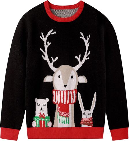 سترة Runhit Boys Ugly Christmas Sweater للأطفال برقبة دائرية مضحكة محبوكة لعطلة عيد الميلاد in Kuwait