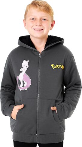 Pokemon Sherpa Fleece Hoodie for Boys, Teens, Ages 7-14, Hooded Zip-Up Sweatshirt, Warm Hoodies, Anime Gifts for Boys in Saudi Arabia