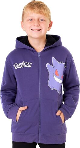 Pokemon Sherpa Fleece Hoodie for Boys, Teens, Ages 7-14, Hooded Zip-Up Sweatshirt, Warm Hoodies, Anime Gifts for Boys in Saudi Arabia