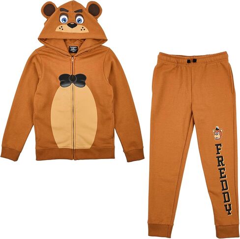 مجموعة Bioworld Five Nights At Freddy’s Freddy Fazbear للأولاد مكونة من قطعتين بقلنسوة وبنطال رياضي بسحاب أمامي in Kuwait