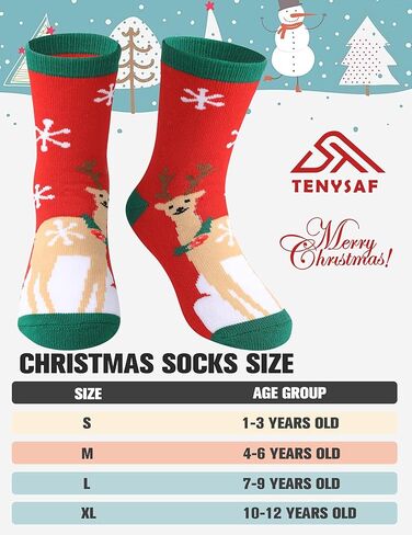 Christmas Socks for Kids Boys Girls Thick Cotton Holiday Socks with Cushion Xmas Sock for Winter, 6 Pairs in Saudi Arabia