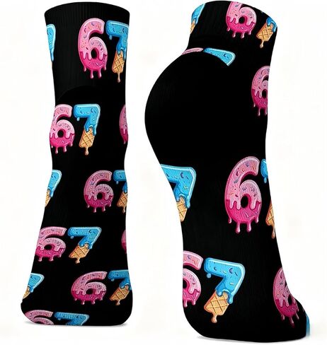 Six Seven 67 Socks Ice Cream for Men Women, 6 7 Meme Design Funny Sock,67 Socks For Boys Girls Women Men in Kuwait