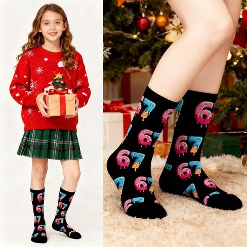 Six Seven 67 Socks Ice Cream for Men Women, 6 7 Meme Design Funny Sock,67 Socks For Boys Girls Women Men in Kuwait