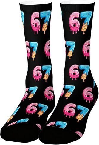 Six Seven 67 Socks Ice Cream for Men Women, 6 7 Meme Design Funny Sock,67 Socks For Boys Girls Women Men in Kuwait