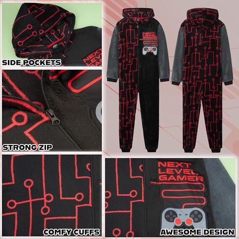 Get Trend One Piece Pajamas for Boys, Teens Fleece Loungewear Soft Jumpsuit Sleepwear Cozy Nightwear Gifts for Boys in Saudi Arabia