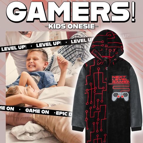 Get Trend One Piece Pajamas for Boys, Teens Fleece Loungewear Soft Jumpsuit Sleepwear Cozy Nightwear Gifts for Boys in Saudi Arabia