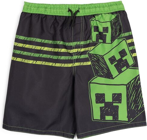 مجموعة ملابس Minecraft Creeper ذات الأزرار السفلية وسروال السباحة بعامل حماية من الأشعة فوق البنفسجية 50+، مقاسات الأطفال الصغار إلى الأطفال الكبار (6-14-16) in Kuwait