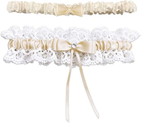 Wedding Garters for Bride, 2 Piece Bridal Garter Set Lace Floral Garter Bridal Accessories in Saudi Arabia