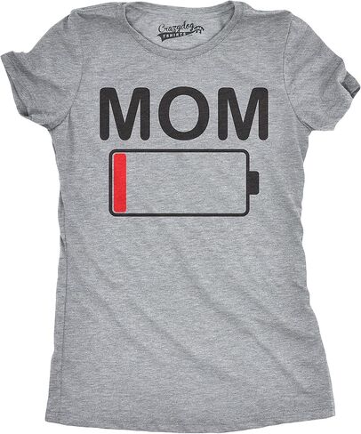 Womens Mom Battery Low Funny Sarcastic Graphic Tired Parenting Mother T Shirt in Saudi Arabia