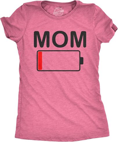 Womens Mom Battery Low Funny Sarcastic Graphic Tired Parenting Mother T Shirt in Saudi Arabia