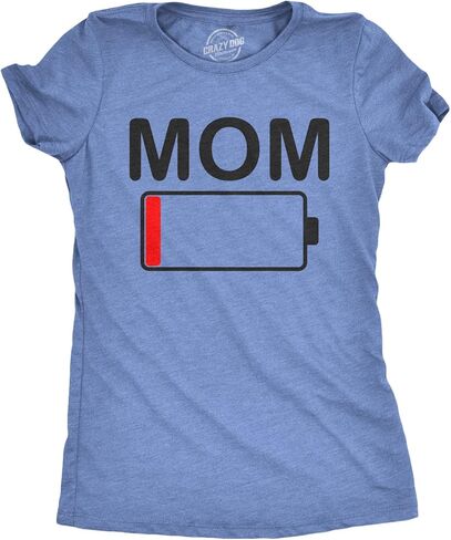 Womens Mom Battery Low Funny Sarcastic Graphic Tired Parenting Mother T Shirt in Saudi Arabia