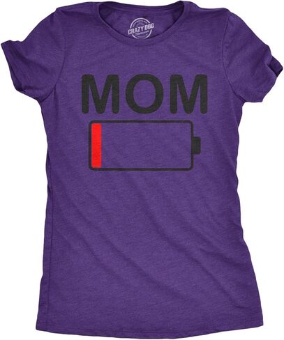 Womens Mom Battery Low Funny Sarcastic Graphic Tired Parenting Mother T Shirt in Saudi Arabia