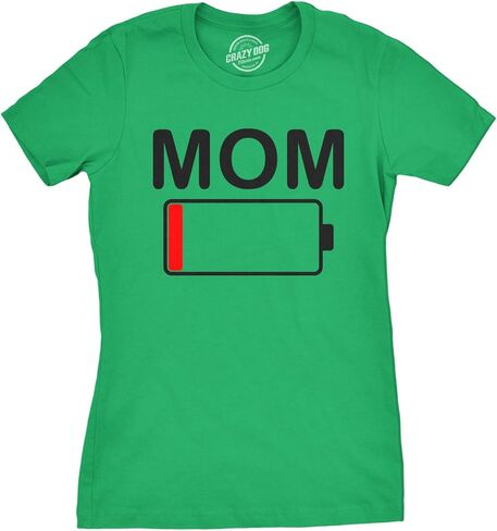 Womens Mom Battery Low Funny Sarcastic Graphic Tired Parenting Mother T Shirt in Saudi Arabia