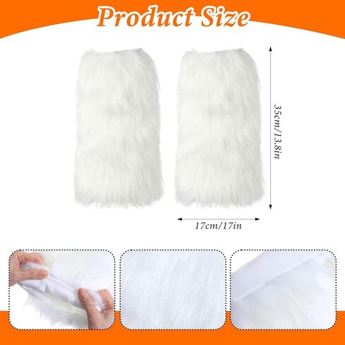 تدفئة الساق من الفرو الصناعي للنساء، أساور أكمام للأحذية ذات الفراء الأبيض، أغطية أحذية دافئة غامضة للحفلات، الأزياء والعطلات (الهالوين، عيد الميلاد)، تدفئة الساق من الفرو الصناعي الأبيض in Kuwait