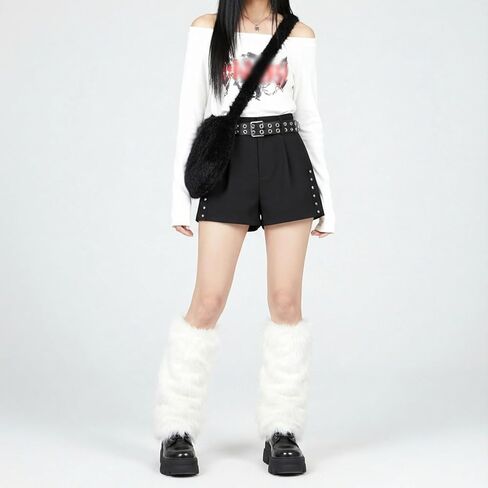 تدفئة الساق من الفرو الصناعي للنساء، أساور أكمام للأحذية ذات الفراء الأبيض، أغطية أحذية دافئة غامضة للحفلات، الأزياء والعطلات (الهالوين، عيد الميلاد)، تدفئة الساق من الفرو الصناعي الأبيض in Kuwait