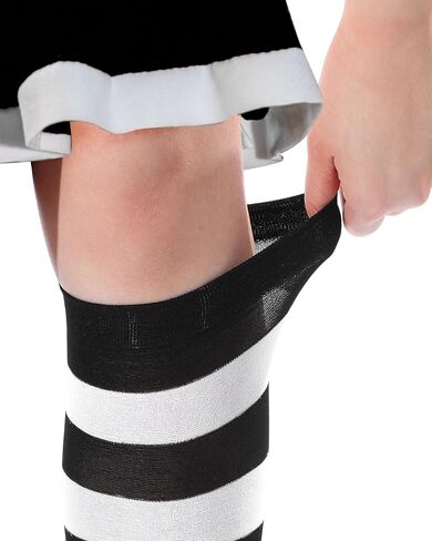 SATINIOR 2 أزواج جوارب مخططة للنساء جوارب طويلة مخططة للركبة طويلة غير شفافة جوارب رياضية غير رسمية (أبيض أسود) in Saudi Arabia