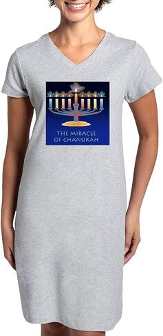 قميص نوم CafePress Chanukah Menorah Miracle للسيدات، قميص بيجامة طويل ناعم، بيجامة/بيجامة قطنية in Kuwait