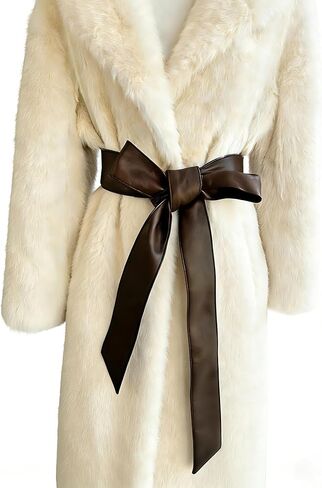 Women Leather Tie Belt for Coat Waist Leather Sash PU Belt for Dress Fashion Tie Belt Size1.97"X86.6" in Saudi Arabia