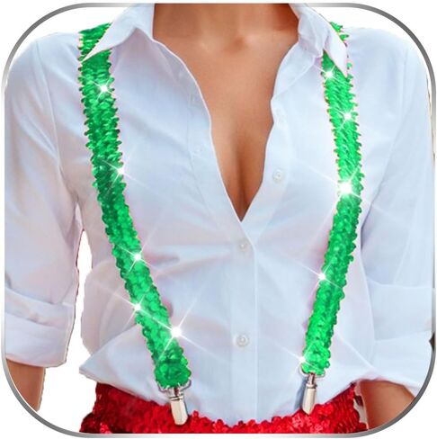 New Year Sequin Suspenders Fashion Suspender Costume Accessories for Men and Women in Saudi Arabia