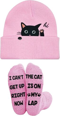 Cat Lovers Gifts for Men Women, Funny Beanie Hat Socks, Christmas Stocking Stuffers for Boys Girls Dad Mom in Saudi Arabia