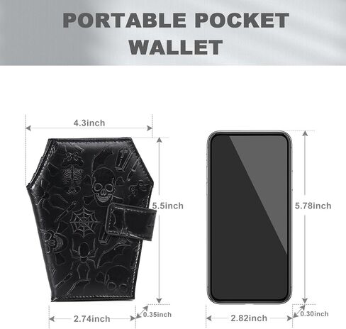 Gothic Wallet Leather with Embossed Skull Bats Spiders, Coffin Wallets for Women, Punk Horror Bifold Wallets, Goth Gifts for Halloween Accessories in Saudi Arabia
