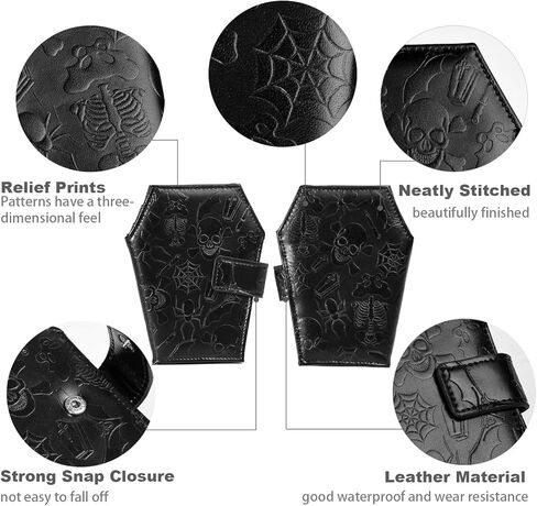 Gothic Wallet Leather with Embossed Skull Bats Spiders, Coffin Wallets for Women, Punk Horror Bifold Wallets, Goth Gifts for Halloween Accessories in Saudi Arabia